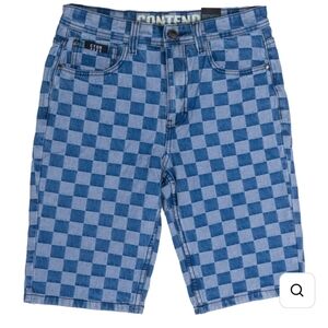 Contender Men's Denim Shorts Size 42 Blue Check NWT